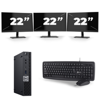 Dell Optiplex 7070 Micro USFF - Intel Core i5-9e Generatie - 16GB RAM - 256GB SSD - Windows 11 + 3x 22 inch Monitor - thumbnail