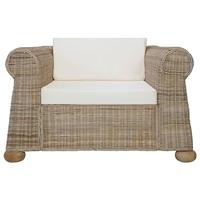 Fauteuil met kussens natuurlijk rattan - thumbnail