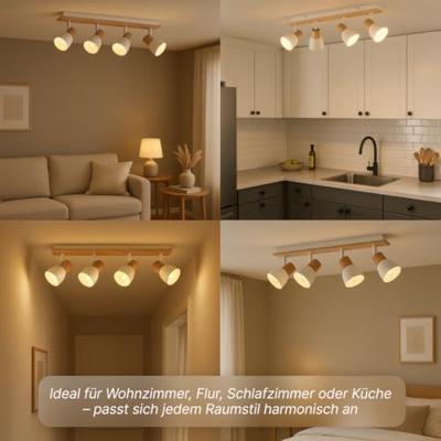 Brilliant PlafondlampDaintree 4-lichts wit met hout - 99867/75