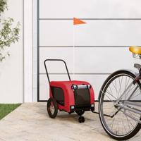 Hondenfietstrailer oxford stof en ijzer rood en zwart - thumbnail