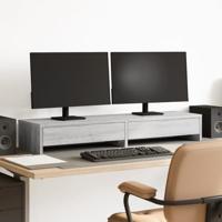 VidaXL Monitorstandaard met lades 100x27x15 cm hout grijs sonoma eiken - thumbnail