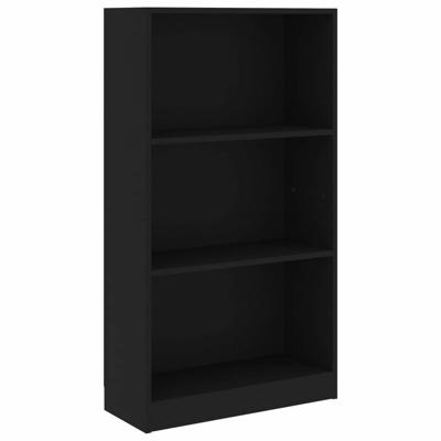 Boekenkast met 3 schappen 60x24x108 cm spaanplaat zwart