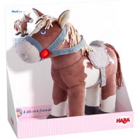 Haba paard Joey junior 35 x 30 cm textiel bruin/wit - thumbnail