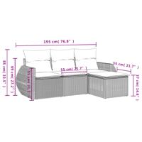 5-delige Loungeset met kussens poly rattan zwart - thumbnail