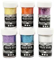 Creotime glittervezels diverse kleuren 6 stuks - thumbnail