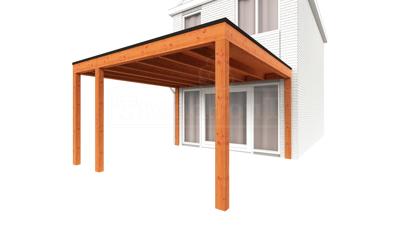 Trendhout Aanbouwveranda Modena 405x485 cm - model rechts- Plat dak- Hout- Trendhout