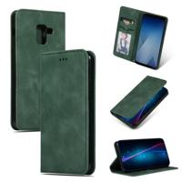 Retro huid voelen Business magnetische horizontale Flip lederen case voor Samsung Galaxy A8 plus 2018 ?? (Army Green) - thumbnail