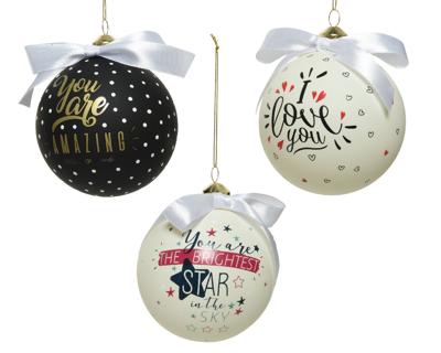 Kerstbal glas kadotekst d10h10 cm a3 Decoris - Decoris