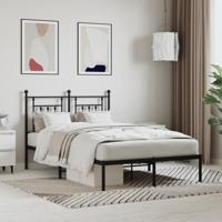Bedframe met hoofdbord metaal zwart 135x190 cm - thumbnail