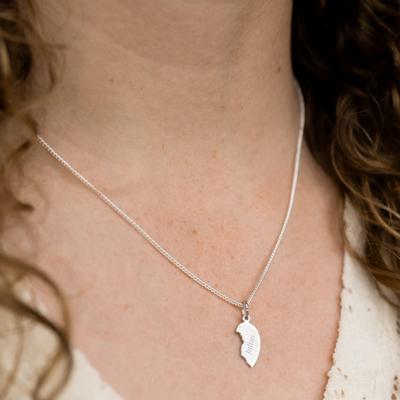 Gebroken hart ketting graveren - Zilver