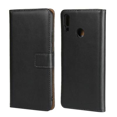 Lederen horizontale Flip holster voor Huawei Y9 2019/geniet van 9 plus met magnetische sluiting en beugel en kaartsleuf en portemonnee (zwart)