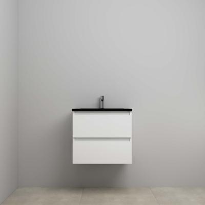 On-Line Onderkast - 60 cm - Voorgemonteerd - Ladestructuur - Acryl Wastafel - 1 Kraangat - Hoogglans Wit