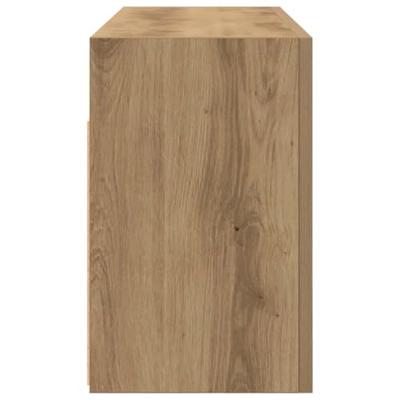 Badkamerwandkast 80x25x40 cm bewerkt hout artisanaal eikenkleur