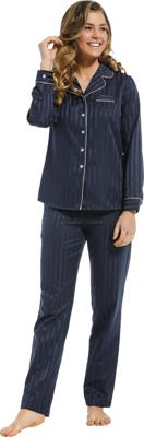 Deluxe dames pyjama satijn - Donkerblauw - Dames nachtkleding lange mouw - Satijnen pyjama