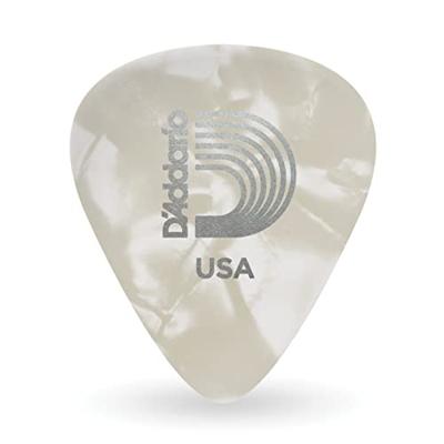 D&apos;Addario 1CWP6-10 white pearl celluloid plectra 10 pack heavy
