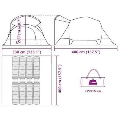 Tunneltent 8-persoons waterdicht groen