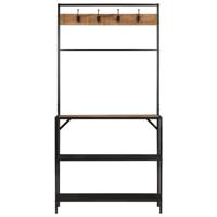 Kapstok 90x35x180 cm massief mangohout en ijzer - thumbnail