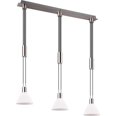 LED Hanglamp 3-lichts Rond - E27 Fitting - Mat Nikkel Metaal & Glas