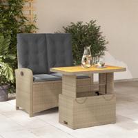 2-delige Tuinset met kussens poly rattan beige - thumbnail