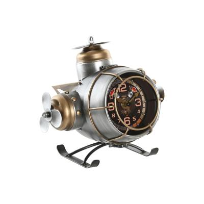 Tafelklok Home ESPRIT Gouden Zilverkleurig Vliegtuig Vintage