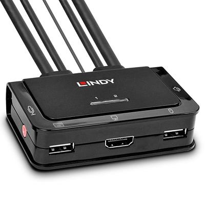 LINDY KVM-Umschalter KVM-switch HDMI Muis, Toetsenbord 4096 x 2160 Pixel
