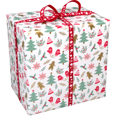 Cadeaupapier | 50cm | 200m | 80gr/m² | Jolly christmas | wit/rood/groen