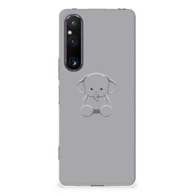 Sony Xperia 1 V Telefoonhoesje met Naam Grijs Baby Olifant Sony Xperia 1 V Telefoonhoesje met Naam Grijs Baby Olifant