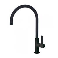 Keukenmengkraan Tres Class 1-Hendel Uitloop Gebogen 26 cm Rond Mat Zwart Tres - thumbnail