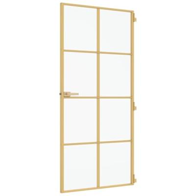 VidaXL Binnendeur smal 93x201,5 cm gehard glas en aluminium goudkleur