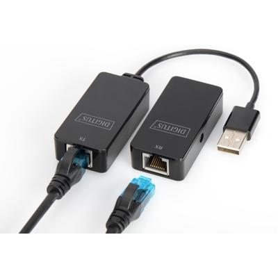 Digitus USB 2.0, Computer, Muis, Netwerk, Laptop, Toetsenbord/muis Adapter [1x USB 2.0 bus A, USB-A 2.0 stekker - 2x RJ45-bus, RJ45-bus 8p8c] DA-70141 20.00 cm