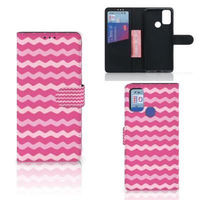 Alcatel 1S (2021) | Telefoon Hoesje | Waves Pink | Portemonnee hoesje