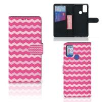 Alcatel 1S (2021) | Telefoon Hoesje | Waves Pink | Portemonnee hoesje - thumbnail