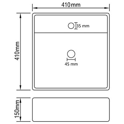 VidaXL Wastafel met overloop vierkant 41x41 cm keramiek mat lichtblauw