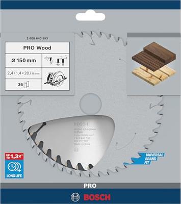 Bosch Professional Cirkelzaagblad PRO Wood | Ø 150 x 2,4 x 20mm 36T - 2608640593 Bosch Professional Cirkelzaagblad PRO Wood | Ø 150 x 2,4 x 20mm 36T - 2608640593