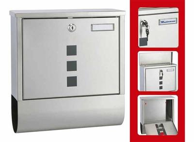 HI brievenbus met krantenhouder 30,5x9,6x33,5 cm roestvrij staal