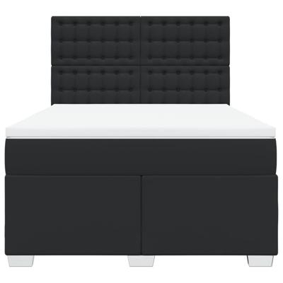 Boxspring met matras kunstleer zwart 140x190 cm - thumbnail
