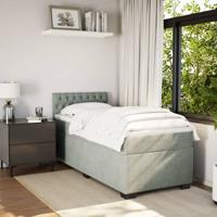 Boxspring met matras fluweel lichtgrijs 100x200 cm - thumbnail