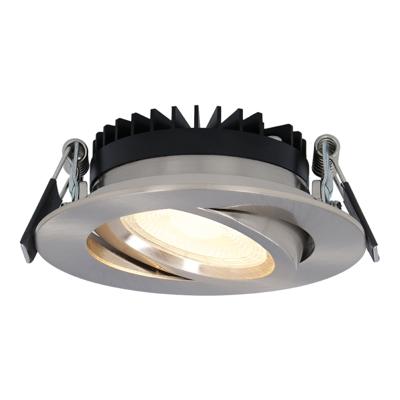 Rome LED inbouwspot - Kantelbaar - IP44 waterdicht - 6 Watt 430 lumen - 2700K warm wit - Lage inbouwdiepte 27mm - Dimbaar - Rond - RVS - Voor binnen en buiten