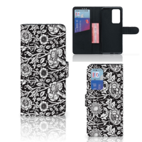 Huawei P40 Pro Hoesje Black Flowers - thumbnail