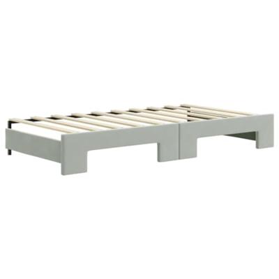 Slaapbank met onderschuifbed 90x190 cm fluweel lichtgrijs