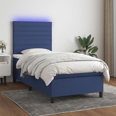 Boxspring met matras en LED stof blauw 100x200 cm