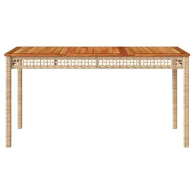 Tuintafel 140x80x75 cm poly rattan en acaciahout beige