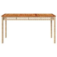 Tuintafel 140x80x75 cm poly rattan en acaciahout beige - thumbnail