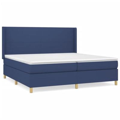 Boxspring met matras stof blauw 200x200 cm