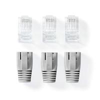 RJ45-Connector | RJ45 Pass Through | Stevig/Gesnoerd UTP CAT6 | Recht | Verguld | 10 Stuks | PVC | Grijs - thumbnail