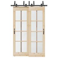 Doos met onderdelen voor schuifdeur 152,5 cm staal zwart - thumbnail