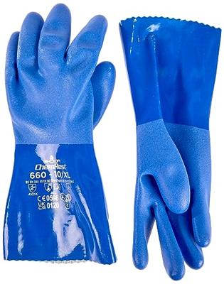 Showa 4708 XL 660 Gr. XL Katoenweefsel, PVC Chemicaliënhandschoen Maat (handschoen): 10, XL EN 388:2016, EN 374-1:2016/ Typ B, EN 374-5:2016 ISO 374-1:2016/
