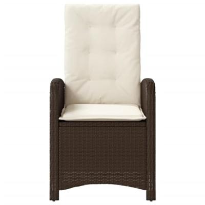 Tuinstoel verstelbaar met kussens poly rattan bruin