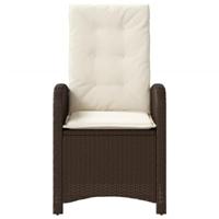 Tuinstoel verstelbaar met kussens poly rattan bruin - thumbnail