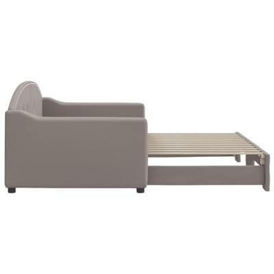 Slaapbank met onderschuifbed 90x200 cm stof taupe